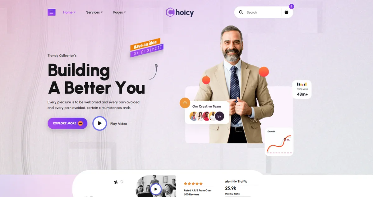 Choicy Template - Kreative Freelancer Portfolio Vorlage