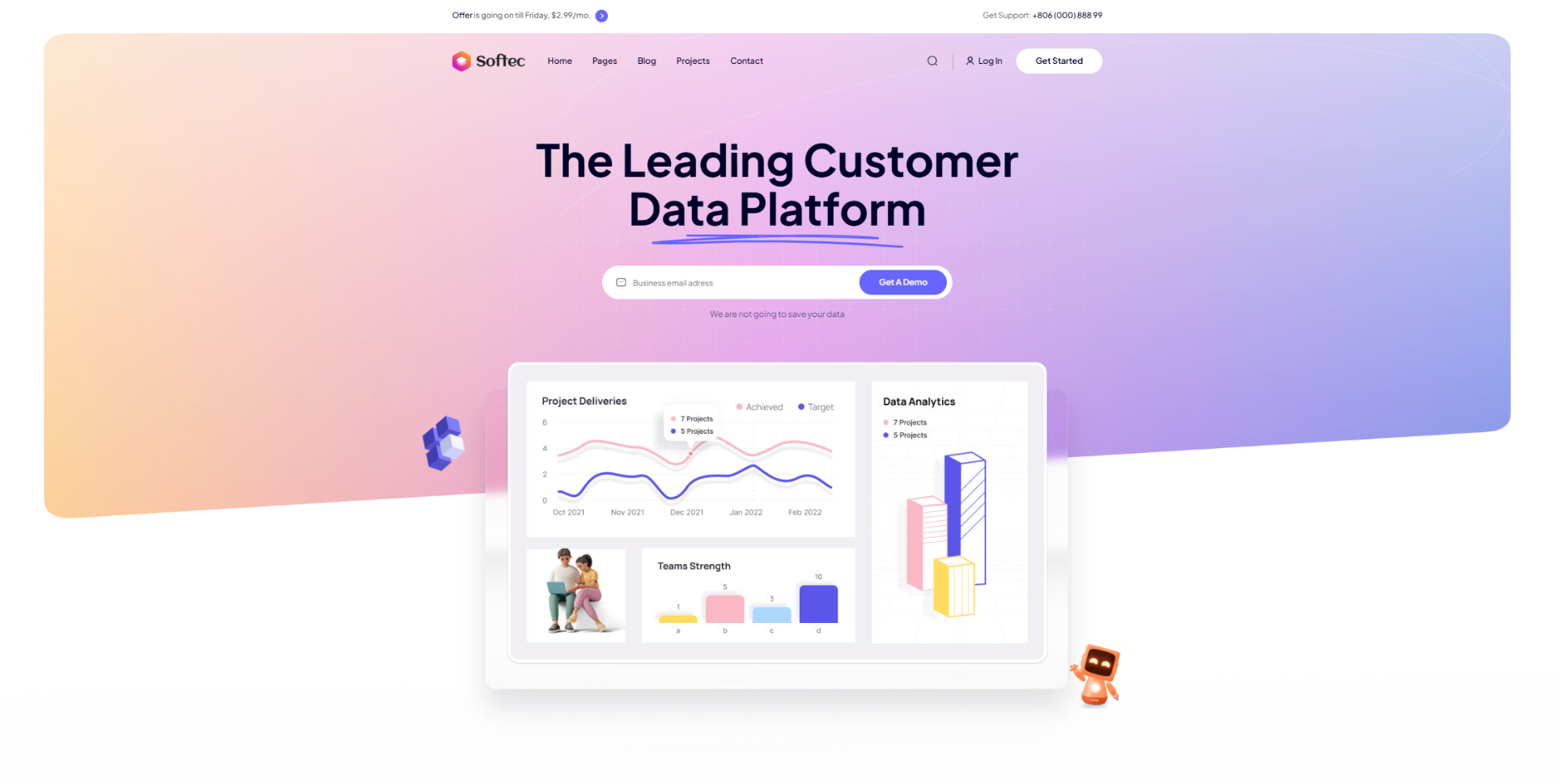 Softec Template - SaaS und Datenplattform Webdesign Vorlage