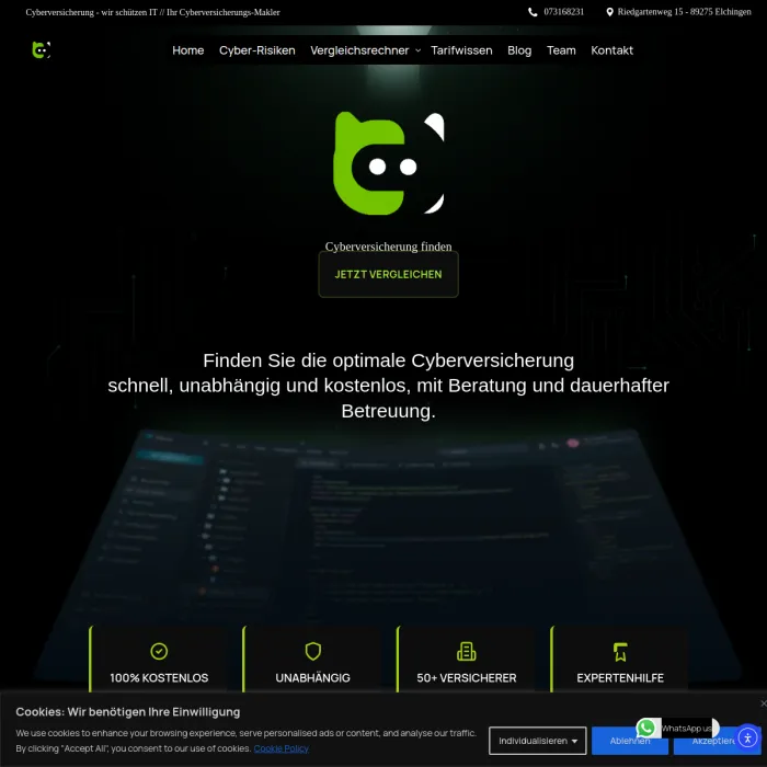 Screenshot von cyberversicherung-finden.de