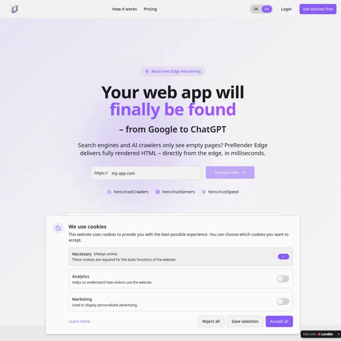 Screenshot von prerender24.com